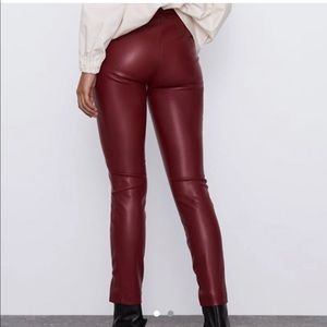Zara red leather pants